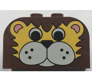 LEGO Brown Slope Brick 2 x 4 x 2 Curved with Lion Face (4744 / 82388)