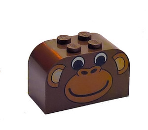 LEGO Brown Slope Brick 2 x 4 x 2 Curved with Monkey (4744 / 82343)