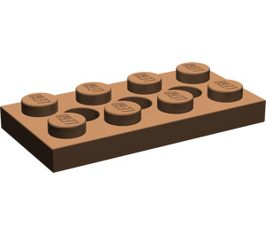 LEGO Bruin Technic Plaat 2 x 4 met Gaten (3709)