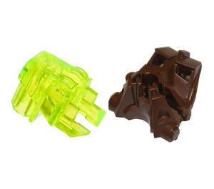 LEGO Brown Toa Head with Transparent Neon Green Toa Eyes/Brain Stalk