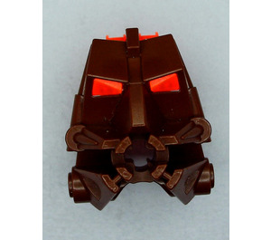 LEGO Brown Toa Head with Transparent Neon Orange eyes/brain stalk