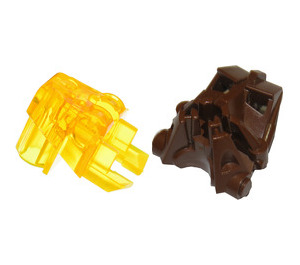 LEGO Brown Toa Head with Transparent Neon Yellow Toa Eyes/Brain Stalk