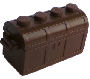 LEGO Braun Treasure Chest mit Deckel (Dickes Scharnier mit Schlitzen hinten)