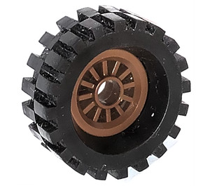 LEGO Brown Wheel Centre Spoked Small with Tire 30 x 10.5 with Ridges Inside