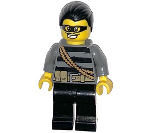 LEGO Burglar, Zwart Haar, Masker minifiguur