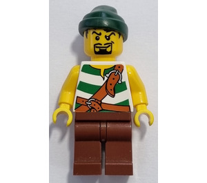 LEGO Kanon Battle Pirate met Wit en Green Shirt minifiguur