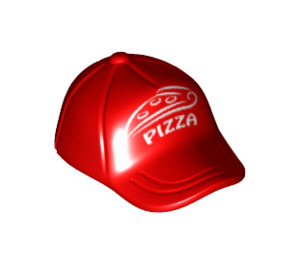 LEGO Cap with Short Curved Bill with White 'PIZZA' Pattern (18324 / 93219)