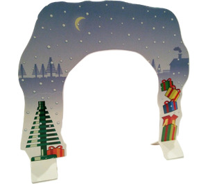 LEGO Cardboard Backdrop Holiday Trees, Snow, und Gifts