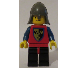 LEGO Castle - Crusader Axe, Red Torso, Dark Gray Helmet Minifigure