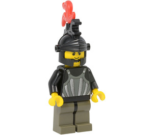 LEGO Castle Fright Knight Black Helmet Red 3-Feather Plume Minifigure