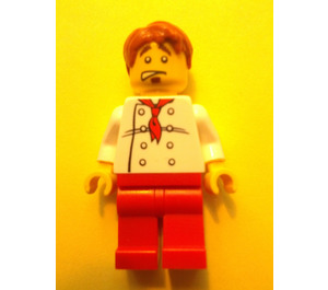 LEGO Chef, 8 Button Koszula z Czerwony Tie Krótki Potargane włosy Minifigurka