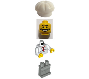 LEGO Chef mit rot Schal und 8 Buttons Vest und Light Grau Beine Minifigur