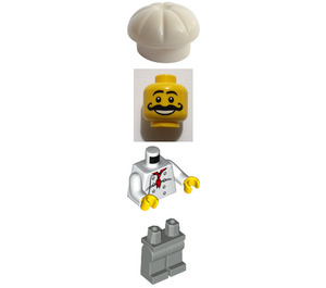 LEGO Chef with Red Scarf and 8 Buttons Vest and Light Gray Legs Minifigure