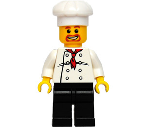 LEGO Chef with Red Scarf and 8 Buttons Vest, Brown Beard and Black Legs Minifigure