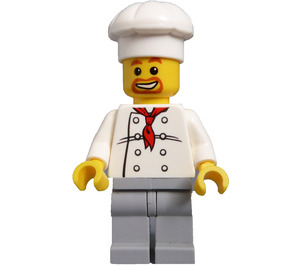 LEGO Chef med Rød Skjerf og 8 Knapper Vest, Brun Skjegg og Medium Stone Ben Minifigur