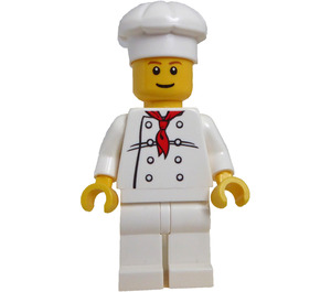 LEGO Chef with Red Scarf and 8 Buttons Vest, Brown Eyebrows and White Legs Minifigure