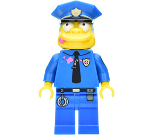 LEGO Chief Wiggum mit Doughnut Frosting auf Face und Shirt Minifigur