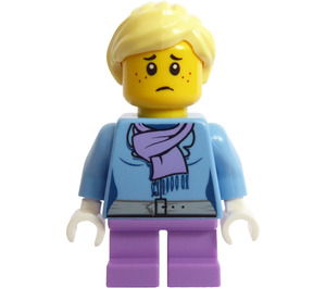 LEGO Child Blue Jacket with Light Purple Scarf Minifigure