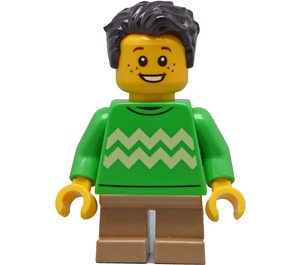 LEGO Child - Boy with Bright Green Christmas Sweater Minifigure