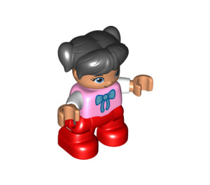 LEGO Child Figure Pink top with bow tie pattern Duplo Figure