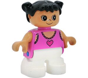 LEGO Bambino con Dark Rosa Lace Tank Superiore con Cuore e Pigtails