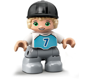 LEGO Child mit Pferd Riding Helm und Grau Beine Duplo Abbildung