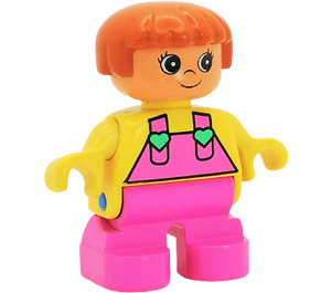 LEGO Child with Pink legs, Yellow top with heart pattern Duplo Figure