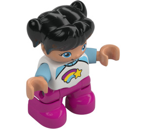 LEGO Lapsi jossa Rainbow T-paita ja Magenta Jalat Duplo-hahmo