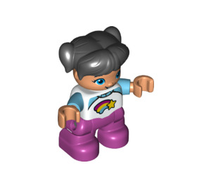 LEGO Child with Rainbow T-shirt and Magenta Legs Duplo Figure