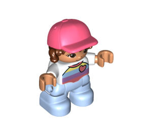 LEGO Child with Reddish Brown Hair and Coral Cap Duplo Figure