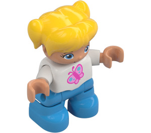 LEGO Child with Yellow Hair, White Top with Butterfly Duplo Figure