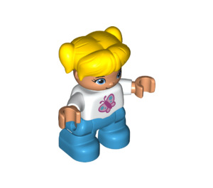 LEGO Child mit Gelb Haar, Weiß oben mit Butterfly Duplo Abbildung