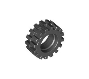 LEGO Chromschwarz Wheel Rim Ø8 x 6.4 without Side Notch with Small Tire with Offset Tread (without Band Around Center of Tread)