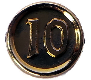 LEGO Or Chromé Pièce de monnaie avec 10 (Stylized)