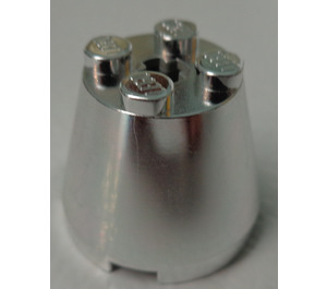 LEGO Chrome Silver Cone 3 x 3 x 2 with Axle Hole (6233 / 45176)