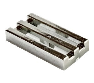 LEGO Krom Silver Bricka 1 x 2 Grill (med Botten skåror) (2412 / 30244)