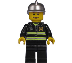LEGO City, Fire Chief, Black Suit, Silver Helmet Minifigure