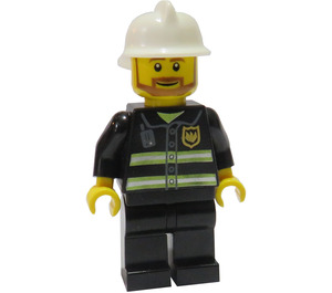 LEGO City Firefighter with White Helmet and Beard Minifigure