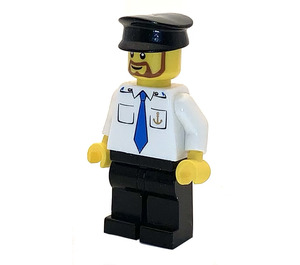 LEGO City Harbor Boat Captain with Blue Tie, Anchor Minifigure