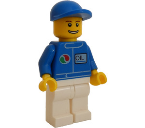 LEGO City Minifiguur met Blauw Pet, "OIL" en Octan logo Minifiguur