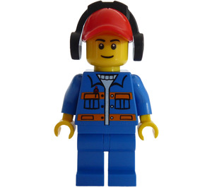 LEGO City Worker avec Bleu jacket et Bleu pants avec rouge Casquette avec ear defenders Figurine