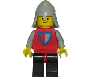 LEGO Classic Castle Knight, Red & Gray Shield on Torso, Black Legs with Red Hips, Light Gray Neck-Protector Minifigure
