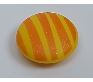 LEGO Clikits Icon, Small Thin Round 2x2 with Pin with Orange Stripes (45475 / 48308)