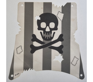 LEGO Cloth Square Sail with Dark Gray Stripes, Skull and Crossbones and Damage Cutouts