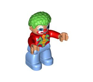 LEGO Clown with Medium Green Hair, Red Top, Medium Blue Legs Duplo Figure