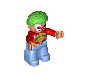 LEGO Clown con Verde medio Pelo, Rojo Parte superior, Azul medio Piernas Figura Duplo