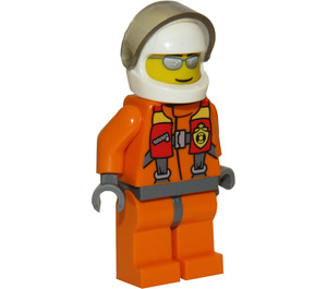 LEGO Coast Guard Pilot with Orange Suit and White Helmet Minifigure