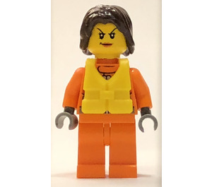 LEGO Kustbevakningen Kvinna med Flytväst och Brun Hår  Minifigur