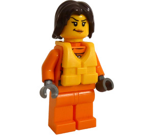 LEGO Kystvagten Kvinde med Redningsvest og Brun Hår Minifigur