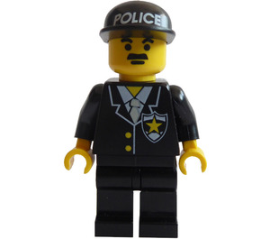 LEGO Command Post Central / Politie Headquarters Cop met Zwart Pet met Politie Patroon minifiguur